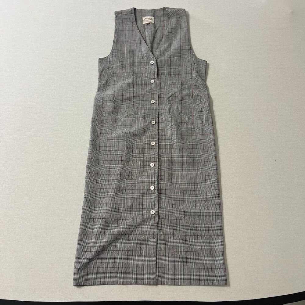 Vintage Susan Bristol Petites 6 Glen Plaid Maxi Jumper Dress Button Front